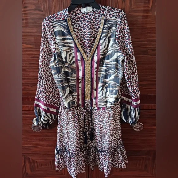 CASTJNG | Dresses | Casting From France Ladies Dress Size Smblackburgundy Leopard  Print | Poshmark
